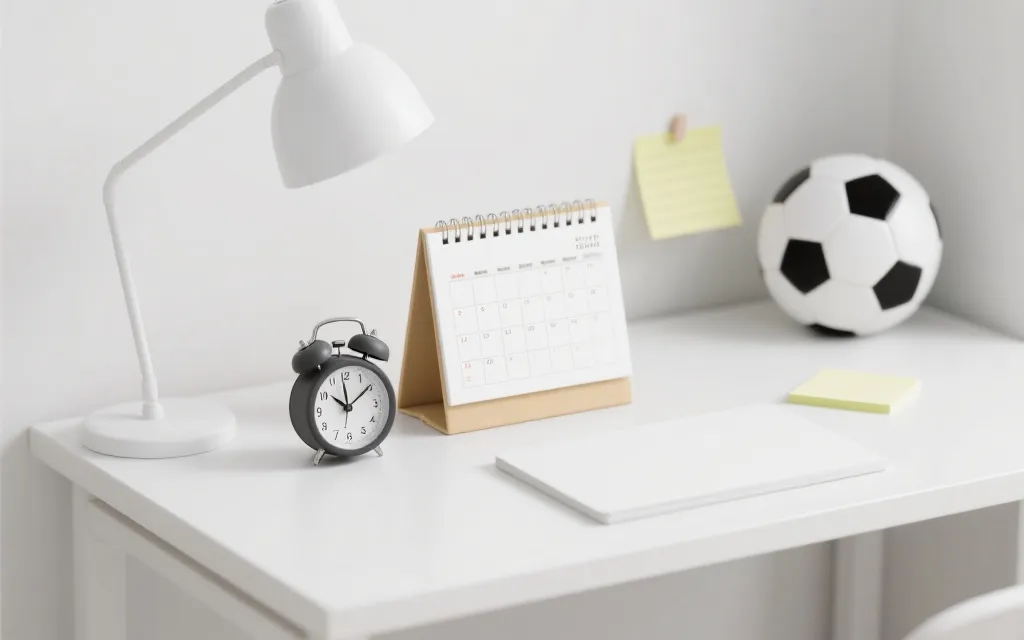 赛程日历与闹钟结合的时间管理观赛概念图