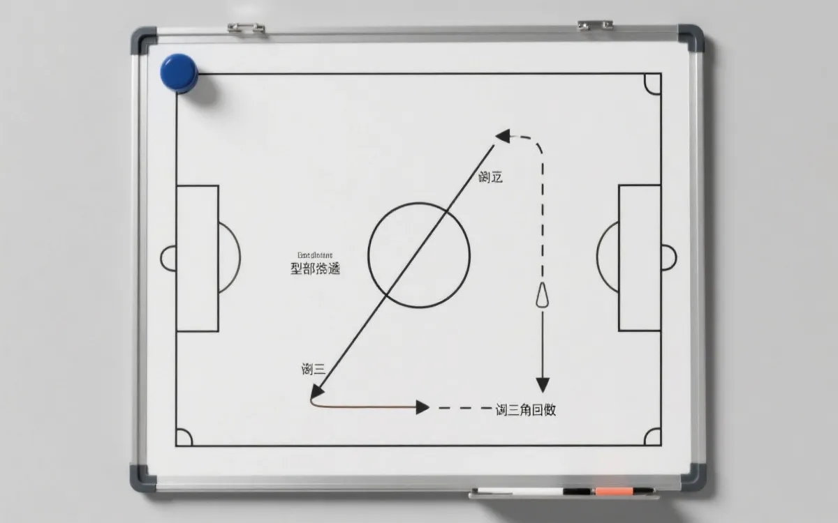 战术板上展示加拿大队在决赛中的肋部渗透与倒三角回做路线示意
